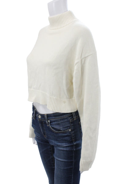 Sunday Best Women Pullover Mock Neck Organic Cotton Ivory Long Sleeve Size S