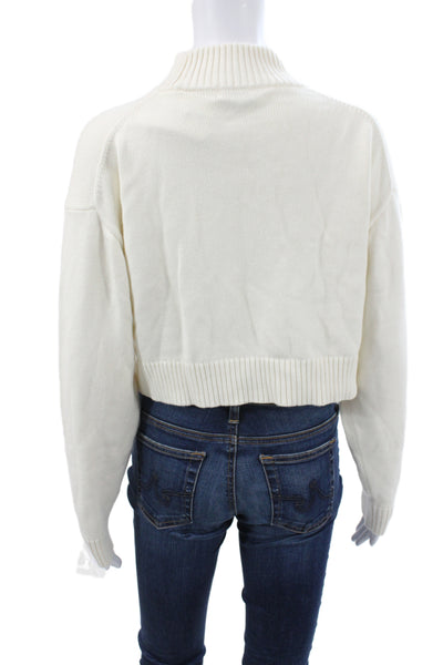 Sunday Best Women Pullover Mock Neck Organic Cotton Ivory Long Sleeve Size S