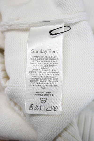 Sunday Best Women Pullover Mock Neck Organic Cotton Ivory Long Sleeve Size S