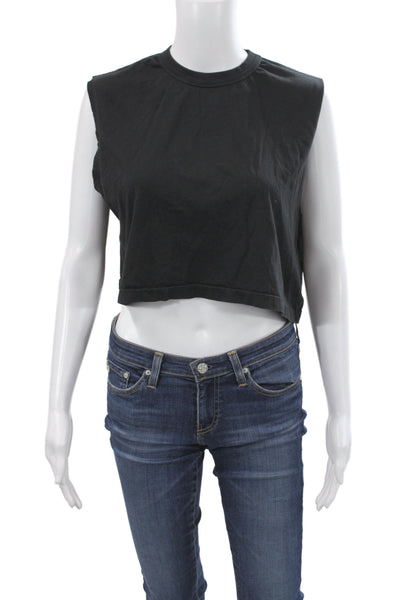 Nux Women Basic Black Organic Cotton Crew Neck Sleeveless Tank Size S