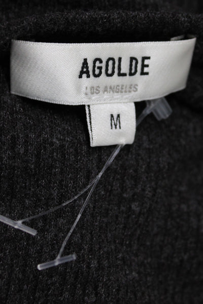 Agolde Womens Basic Crew Neck Long Sleeve T-Shirt Gray Polyester Size M