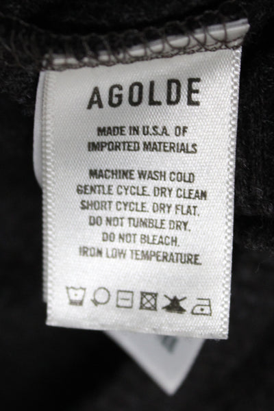 Agolde Womens Basic Crew Neck Long Sleeve T-Shirt Gray Polyester Size M