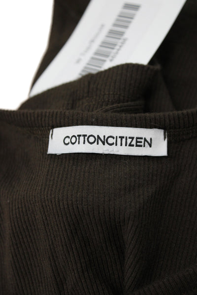Cotton Citizen Women Basic Sleeveless Tank Scoop Neck Brown Cotton Size S