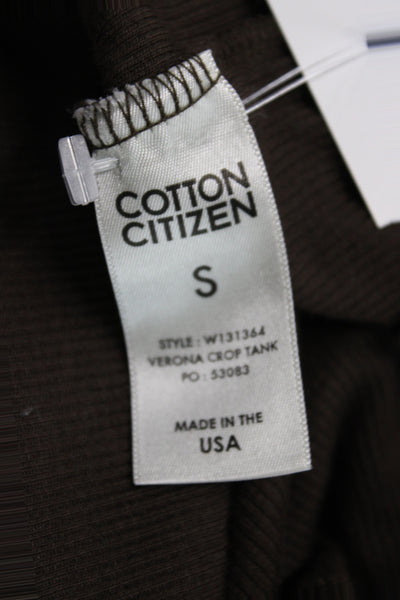 Cotton Citizen Women Basic Sleeveless Tank Scoop Neck Brown Cotton Size S