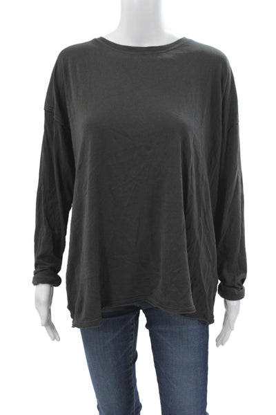 Free People Women Jersey Cotton Long Sleeve Crew Neck Gray T-Shirt Size S