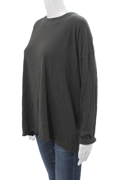 Free People Women Jersey Cotton Long Sleeve Crew Neck Gray T-Shirt Size S