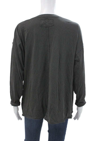 Free People Women Jersey Cotton Long Sleeve Crew Neck Gray T-Shirt Size S