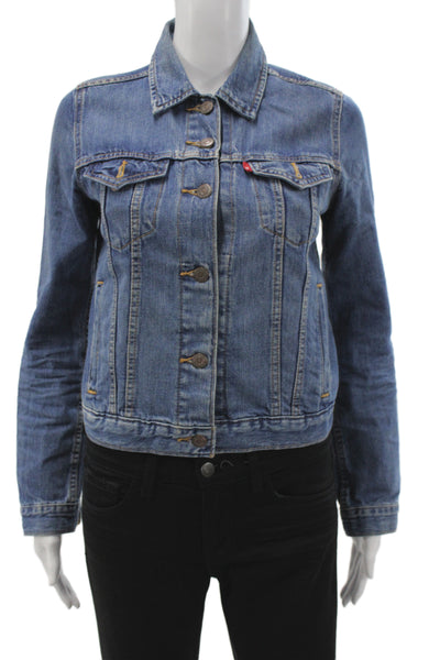 Levi Strauss & Co Womens Basic Jacket Blue Cotton Button Long Sleeve Size XS
