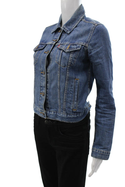 Levi Strauss & Co Womens Basic Jacket Blue Cotton Button Long Sleeve Size XS