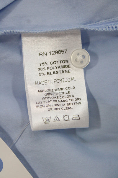 The Shirt Women Basic Blue Collared Button-Up Short Sleeve Size M