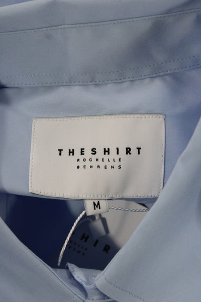 The Shirt Women Basic Blue Collared Button-Up Short Sleeve Size M