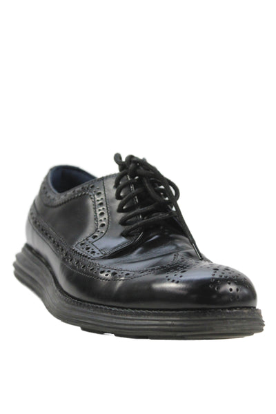 Cole Haan Mens Leather Lace-Up Tied Oxford Shoes Black Size 9.5