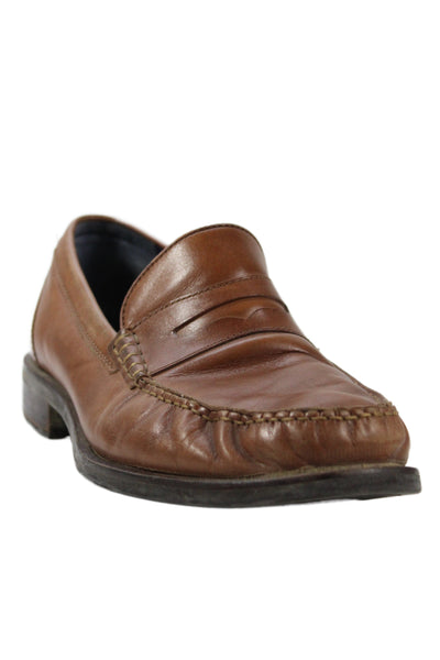 Cole Haan Mens Leather Apron Almond Toe Loafers Brown Size 10