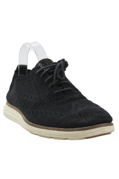 Cole Haan Mens Round Toe Knitted Lace-Up Shoes Black Size 9.5