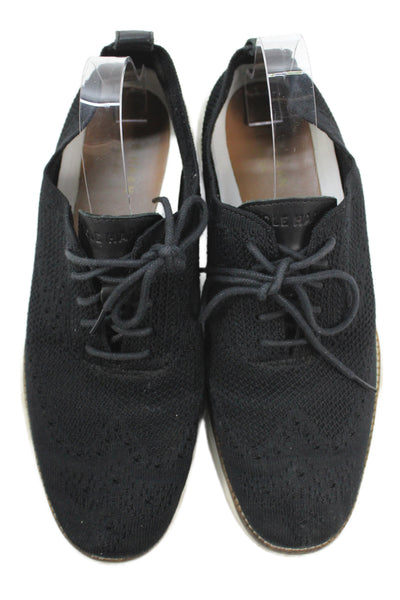 Cole Haan Mens Round Toe Knitted Lace-Up Shoes Black Size 9.5