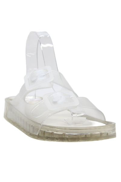 Cushionaire Womens Buckled Platform Sandals Clear Size 7