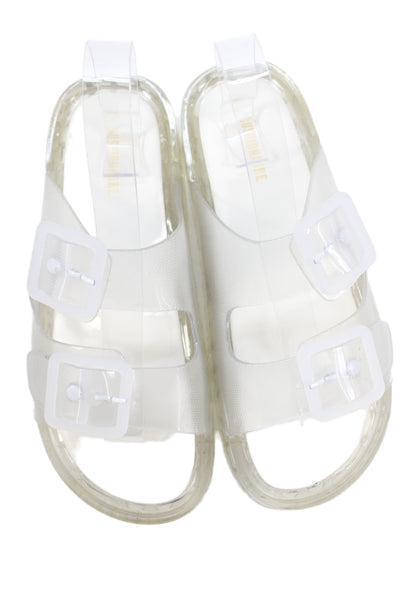 Cushionaire Womens Buckled Platform Sandals Clear Size 7