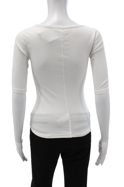 Everlane Women Basic White Scoop Neck 3/4 Sleeve Pima Cotton T-Shirt Size XS
