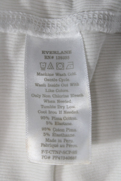 Everlane Women Basic White Scoop Neck 3/4 Sleeve Pima Cotton T-Shirt Size XS