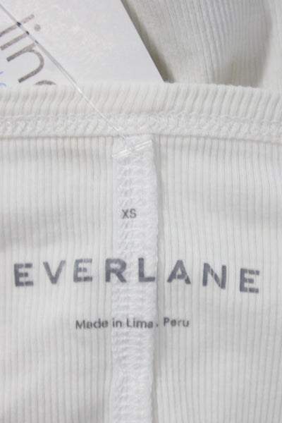 Everlane Women Basic White Scoop Neck 3/4 Sleeve Pima Cotton T-Shirt Size XS