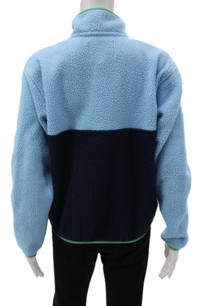 Addison Bay Women Pullover Sweatshirt Blue Colorblock High Neck Size S