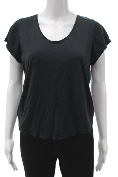 AYR Womens Basic Scoop Neck Cotton Short Sleeve T-Shirt Black Size S