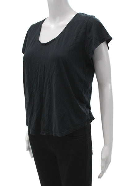 AYR Womens Basic Scoop Neck Cotton Short Sleeve T-Shirt Black Size S