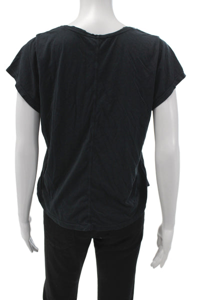 AYR Womens Basic Scoop Neck Cotton Short Sleeve T-Shirt Black Size S