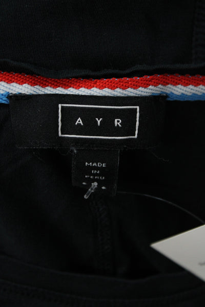 AYR Womens Basic Scoop Neck Cotton Short Sleeve T-Shirt Black Size S