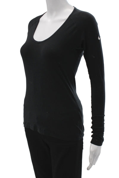 Nike Women Jersey Scoop Neck Long Sleeve T-Shirt Black Size S