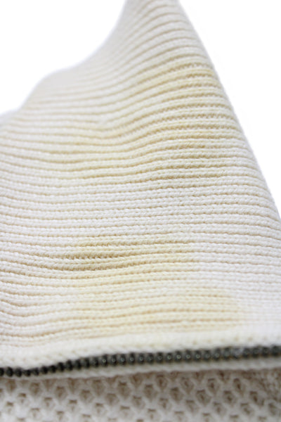 Aether Women Collared Ivory Merino Wool Cardigan Long Sleeve Size S