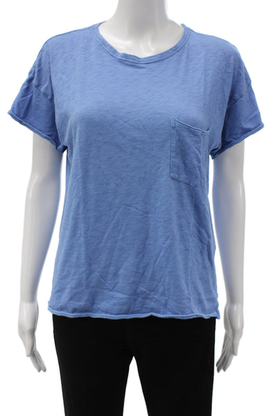 Rag & Bone Womens Basic Short Sleeve T-Shirt Blue Pima Cotton Size S