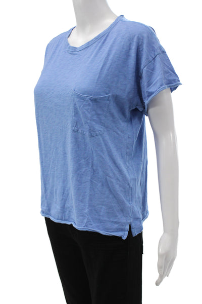 Rag & Bone Womens Basic Short Sleeve T-Shirt Blue Pima Cotton Size S