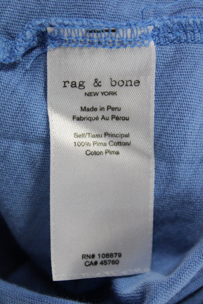 Rag & Bone Womens Basic Short Sleeve T-Shirt Blue Pima Cotton Size S