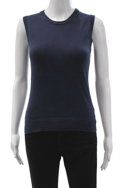 J Crew Women Sleeveless Crewneck Pullover Sweater Blue Size XS