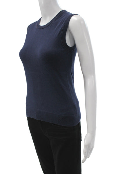 J Crew Women Sleeveless Crewneck Pullover Sweater Blue Size XS