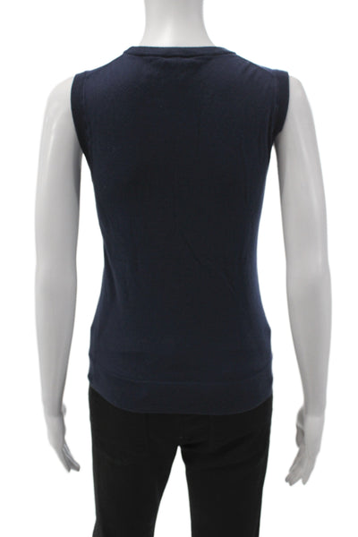 J Crew Women Sleeveless Crewneck Pullover Sweater Blue Size XS