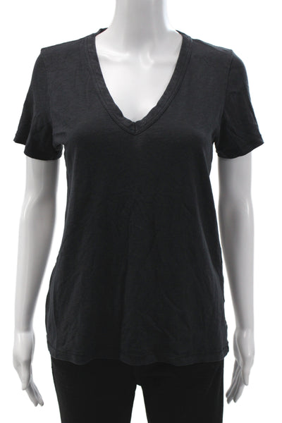 Rag & Bone Womens Basic T-Shirt Black V-Neck Pima Cotton Short Sleeve Size S