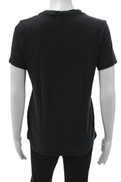 Rag & Bone Womens Basic T-Shirt Black V-Neck Pima Cotton Short Sleeve Size S