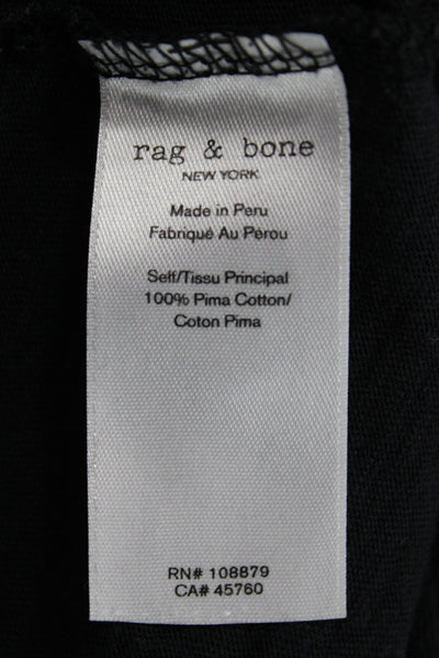 Rag & Bone Womens Basic T-Shirt Black V-Neck Pima Cotton Short Sleeve Size S