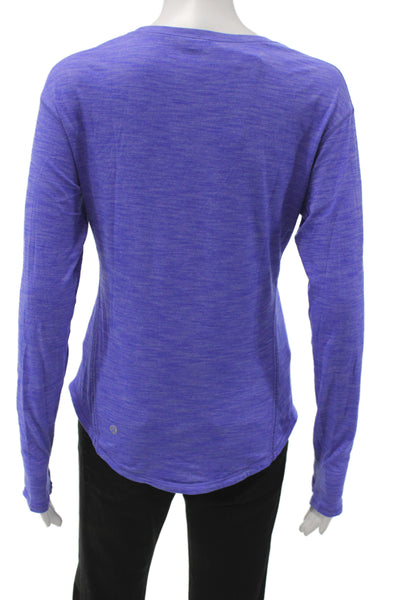 Lululemon Women Pullover T-Shirt Purple Long Sleeve Crew Neck Size 4