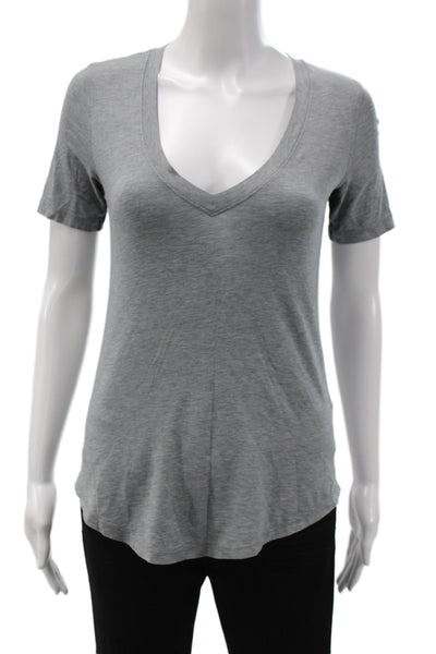 Lululemon Womens Gray V-Neck Basic T-Shirt Short Sleeve Athleisure Size 4