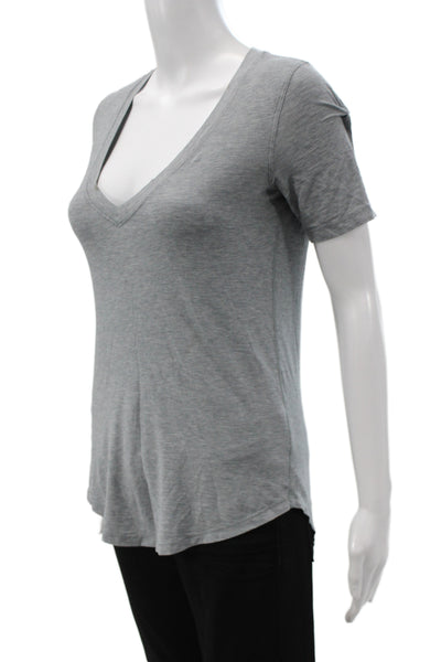 Lululemon Womens Gray V-Neck Basic T-Shirt Short Sleeve Athleisure Size 4