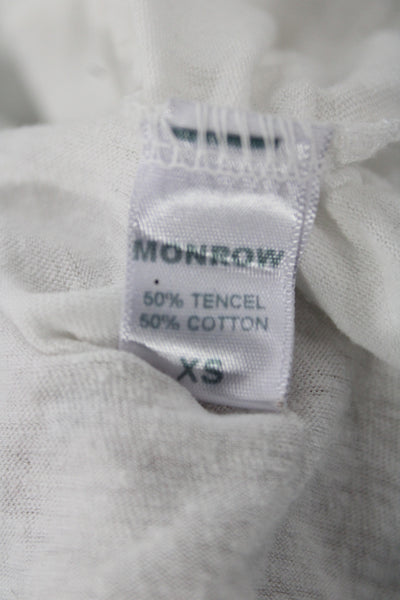 Monrow Womens White Tencel V-Neck Short Sleeve Basic T-Shirt Size XS