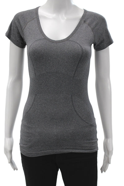 Lululemon Women Basic Scoop Neck Short Sleeve T-Shirt Gray Size 4