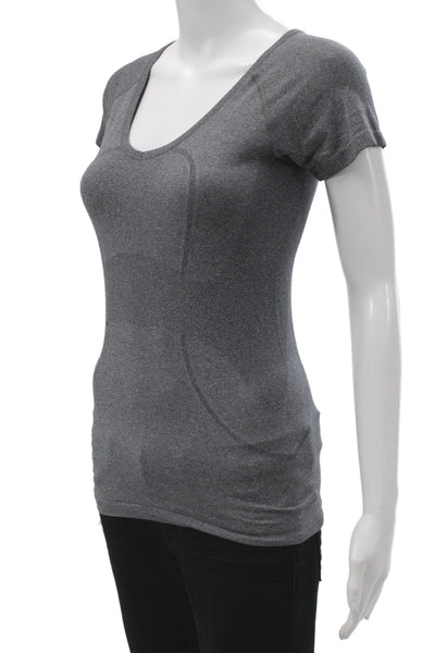 Lululemon Women Basic Scoop Neck Short Sleeve T-Shirt Gray Size 4