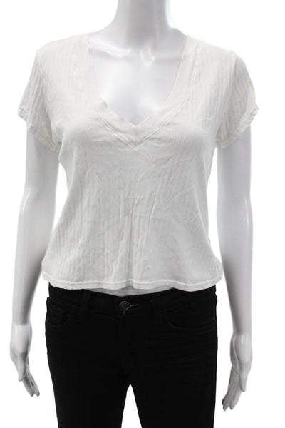 Perfect White Tee Womens Basic V-Neck Supima Cotton Short Sleeve T-Shirt Size S