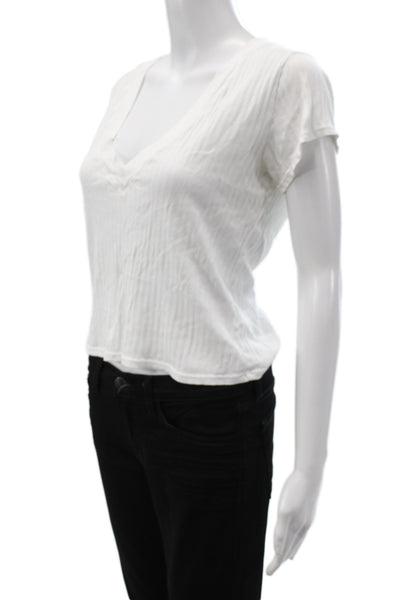 Perfect White Tee Womens Basic V-Neck Supima Cotton Short Sleeve T-Shirt Size S