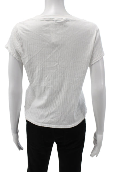 Perfect White Tee Womens Basic V-Neck Supima Cotton Short Sleeve T-Shirt Size S