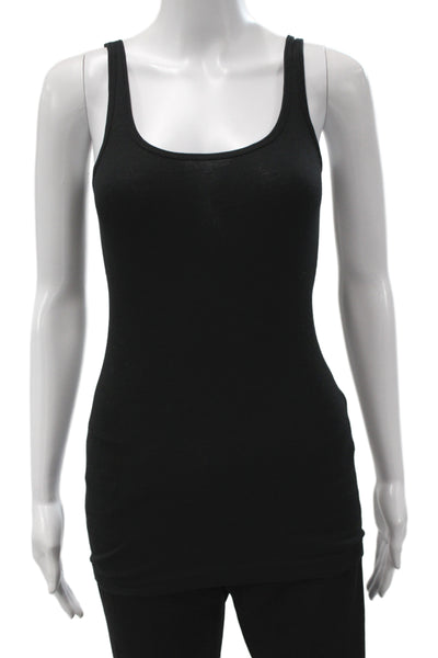 Vince Womens Ribbed Knit Scoop Neck Sleeveless Basic Tank Black Size S
